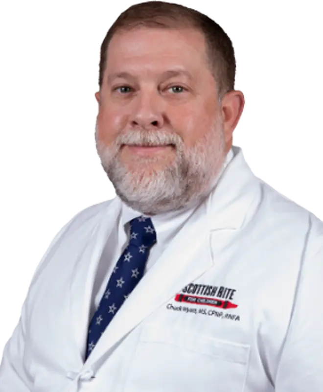 Chuck Wyatt, M.S., CPNP, RNFA, is a nurse Practitioner at Scottish Rite for Children Orthopedics and Sports Medicine Center.