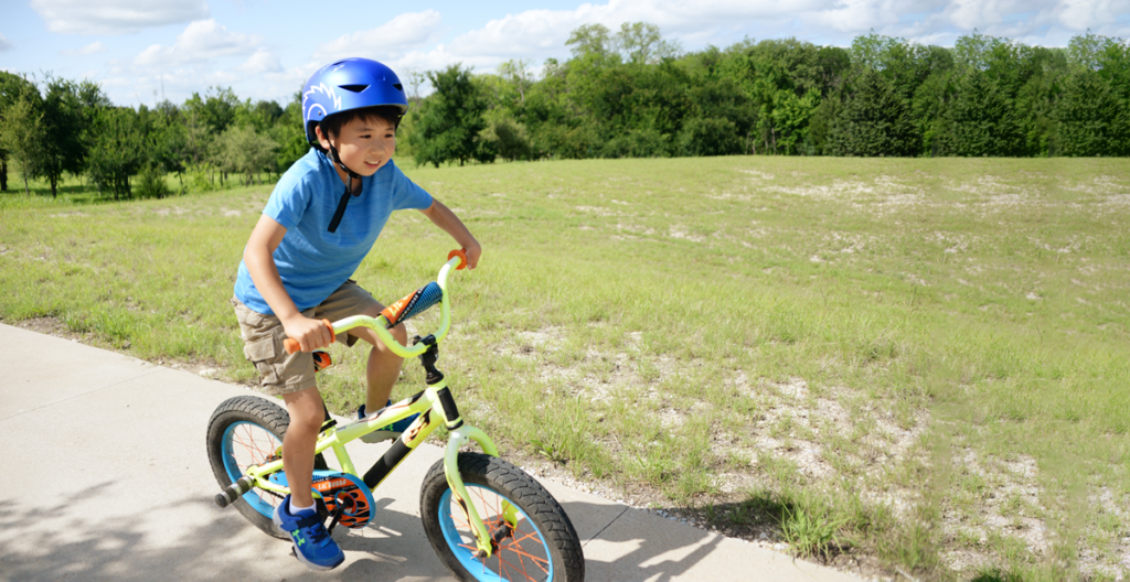 Patient Xander riding bike