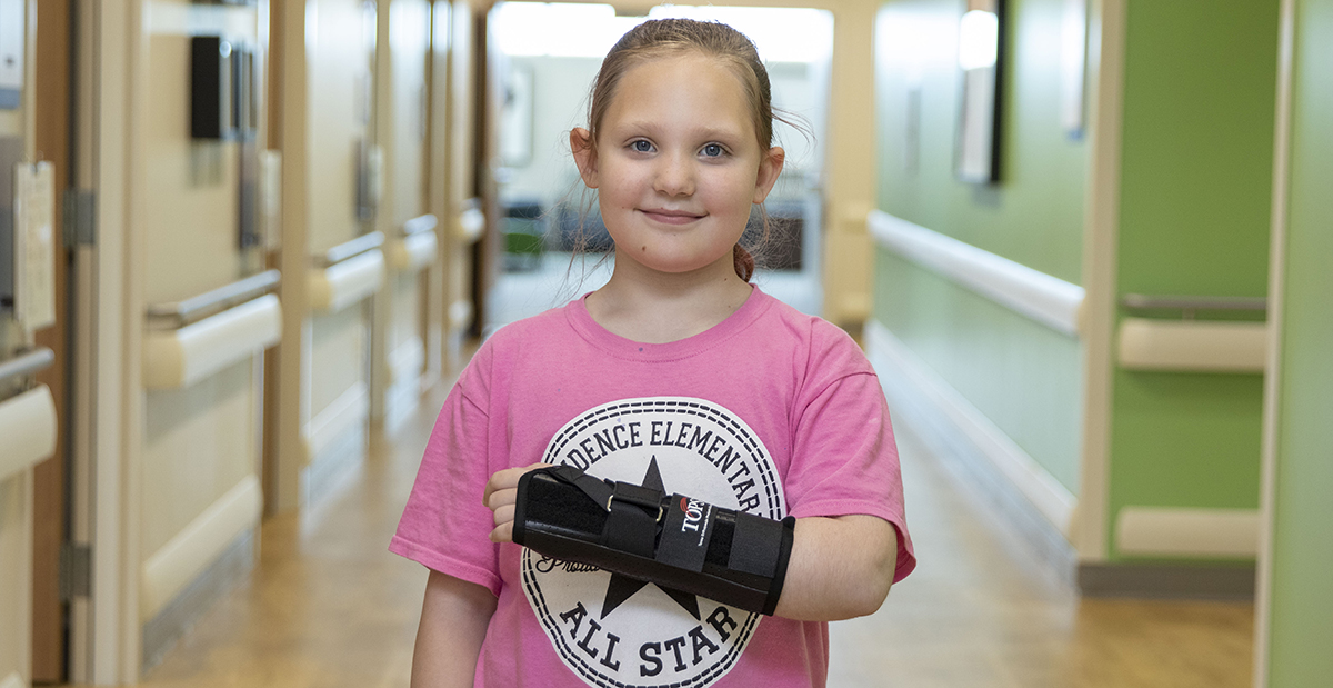 Patient in a cast from the Scottish Rite for Children Fracture Clinic