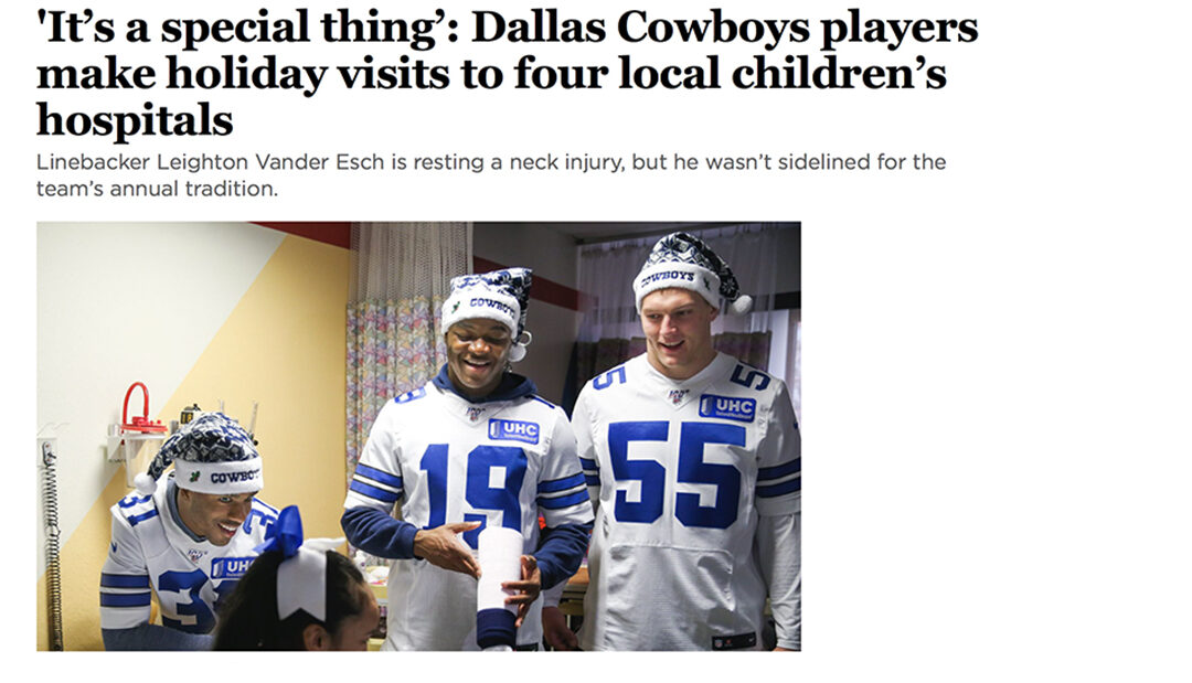 Dallas Morning News: ‘It’s a special thing’ – Dallas Cowboys players make holiday visits to four local children’s hospitals