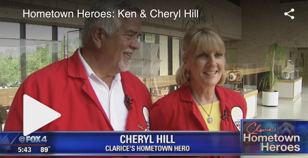 Vounteers, Ken and Cheryl Hill, being interviewed on Clarice's Hometown Heroes segment.